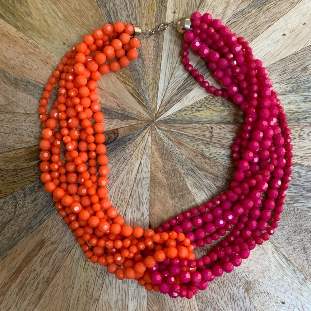 Orange and Pink Statement Costume Jewelry Necklace